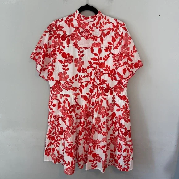 Ro's Garden Vibeka Short Floral Print Dress Large NWT Red White - Picture 5 of 10